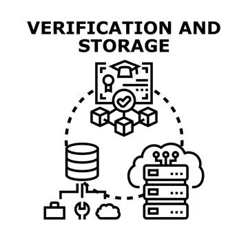 Data verification and storage system concept illustration Stock Illustration