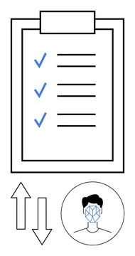 Data verification, facial recognition, identity authentication, workflow mana Stockillustratie