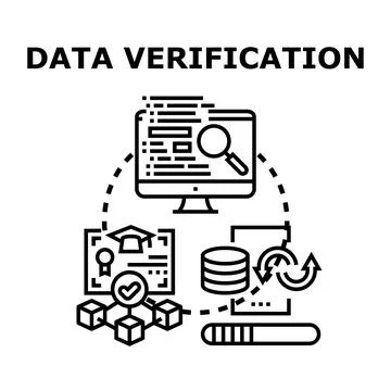 Data verification process for information integrity 스톡 일러스트