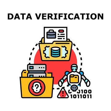 Data verification process with robot and digital documents Stock Illustration