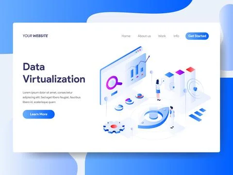 Data Virtualization Isometric for Website Page Stockillustratie