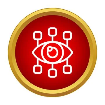 Data vision network collecting information icon in red circle Stock Illustration