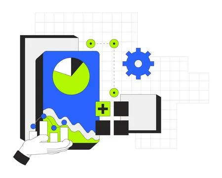 Data visualization 2D onboarding ui illustration Illustrazione stock
