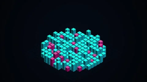 Data Visualization of Abstract Digital Processing with Rising Cubic Blocks .. 動画素材 347359699