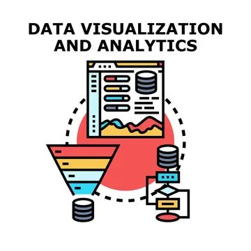 Data visualization analysis process with modern technologies Stock Illustration