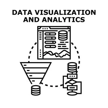 Data visualization analysis process with modern technologies Stock Illustration