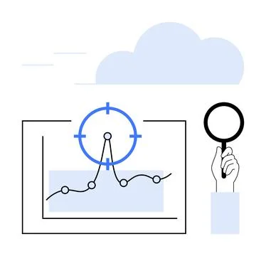 Data visualization, analytics, cloud computing, business growth, research, mo Stockillustratie