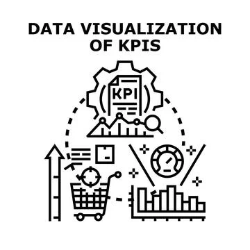 Data visualization analyzing key performance indicators strategy 库存插图