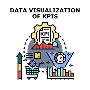 Data visualization analyzing key performance indicators strategy Stock Illustration