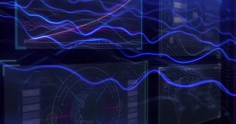 Data visualization and analytics animation over digital interface with graphs Stock Footage 305815834