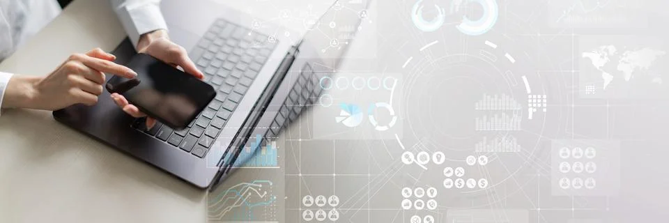 Data Visualization and Analytics for Informed Decision-Making on a Wide Banne Foto stock