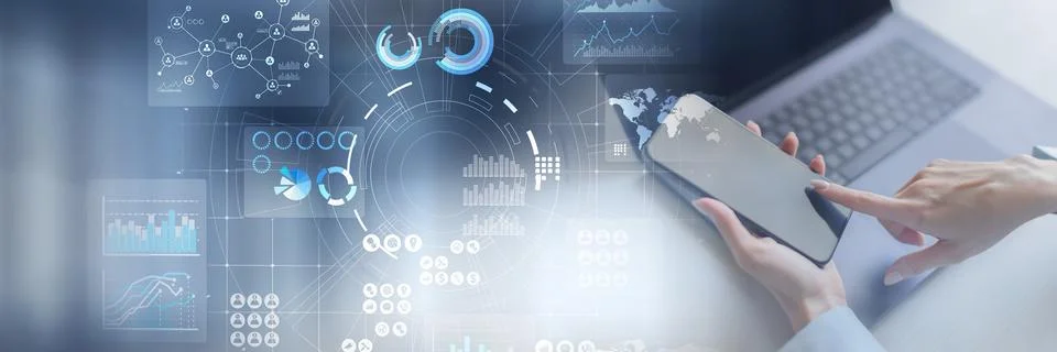 Data Visualization and Analytics for Informed Decision-Making on a Wide Banne Fotos de archivo