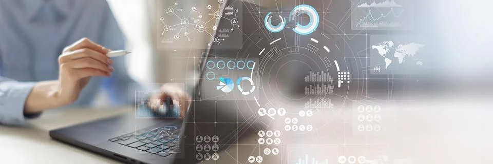 Data Visualization and Analytics for Informed Decision-Making on a Wide Banne Stock Photos