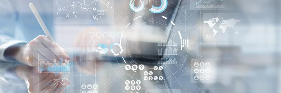 Data Visualization and Analytics for Informed Decision-Making on a Wide Banne Foto stock