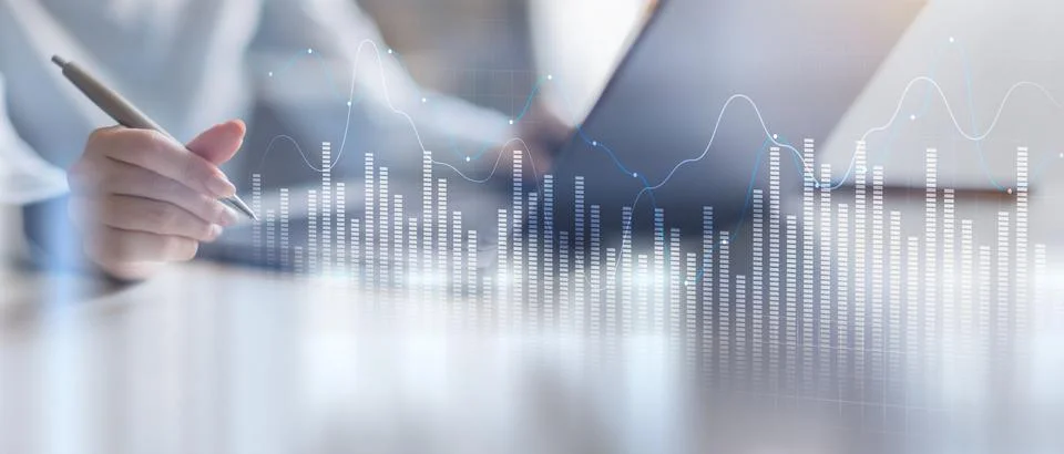 Data Visualization and Analytics Insights on a Wide Banner, Business and Tech Foto stock