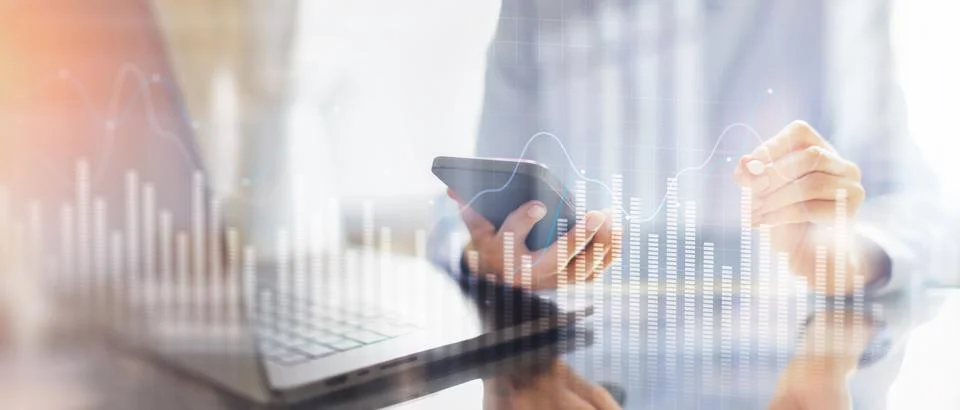 Data Visualization and Analytics Insights on a Wide Banner, Business and Tech Foto stock