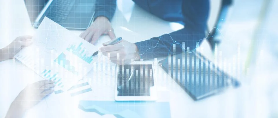 Data Visualization and Analytics Insights on a Wide Banner, Business and Tech Foto stock