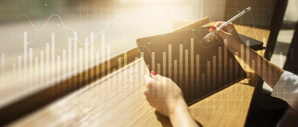 Data Visualization and Analytics Insights on a Wide Banner, Business and Tech Stock Photos