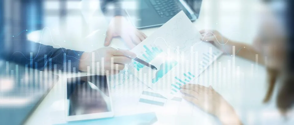 Data Visualization and Analytics Insights on a Wide Banner, Business and Tech Stock Photos