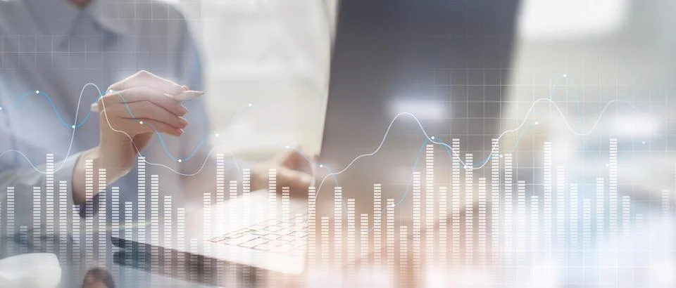 Data Visualization and Analytics Insights on a Wide Banner, Business and Tech Stock Photos