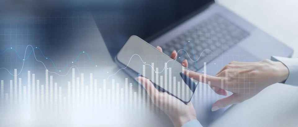Data Visualization and Analytics Insights on a Wide Banner, Business and Tech Stockfoto's