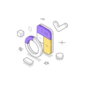 Data Visualization And Business Analytics Report Dashboard Isometric Vector.. イラスト素材