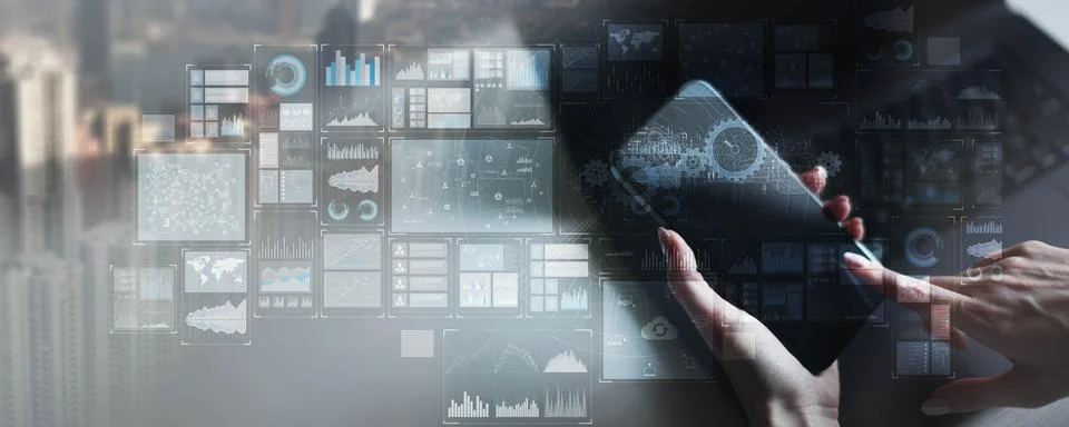 Data Visualization and Business Analytics Concept. Stock Photos