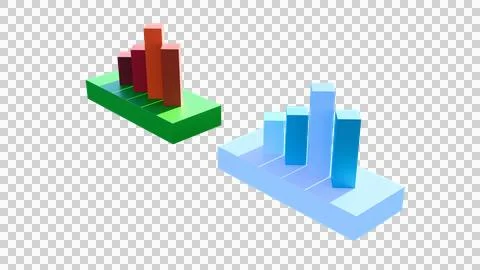 Data visualization and business growth concept, 3d bar charts showing financial Stock Illustration