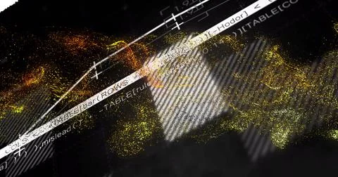 Data visualization and coding image over abstract particle cloud 스톡 일러스트