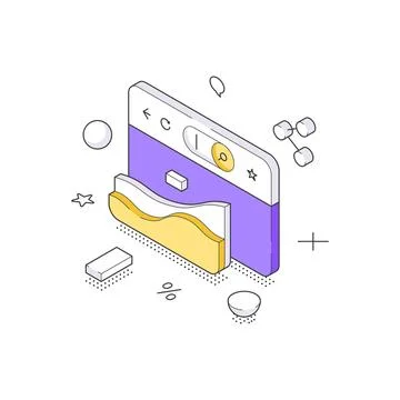 Data Visualization And Dashboard Interface Analytics Concept Isometric Vect.. Stock Illustration