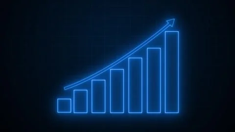 Data Visualization with Animated Neon Light Bar Charts, Neon Bar Chart with.. Stock Footage 318107598