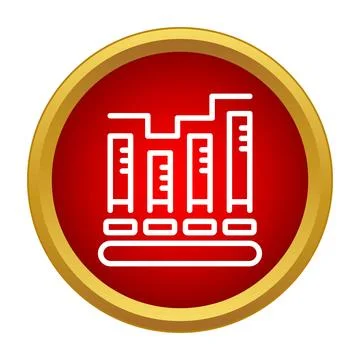 Data visualization bar chart icon on red button Stock Illustration