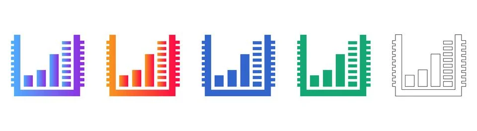 Data Visualization Bar Chart Icon Set Stock Illustration