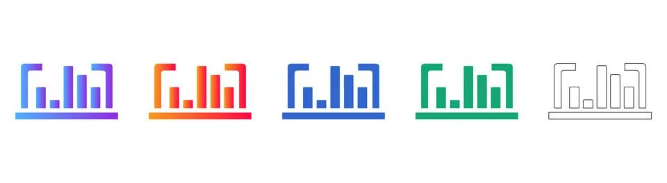 Data Visualization Bar Chart Icon Set Stock Illustration
