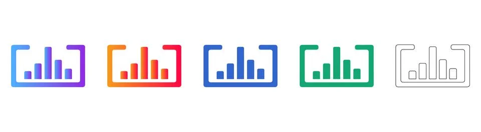 Data Visualization Bar Chart Icon Set Stock Illustration