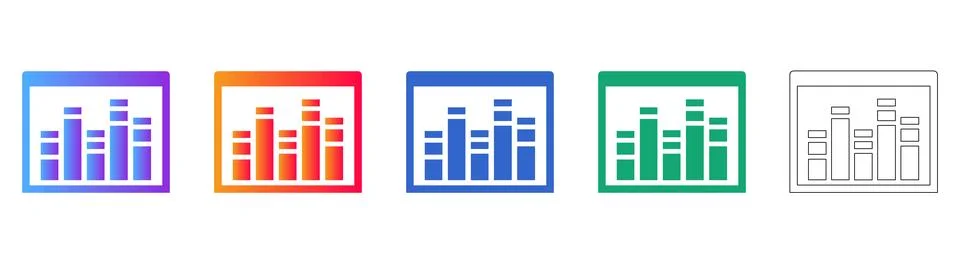 Data Visualization Bar Chart Icon Set Stock Illustration