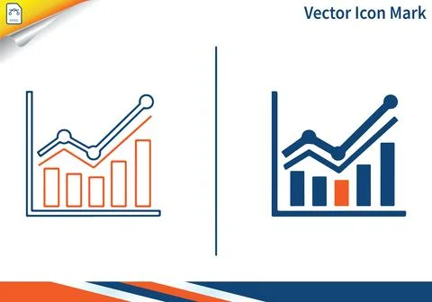 Data visualization bar graph and line chart set icon mark. 스톡 일러스트
