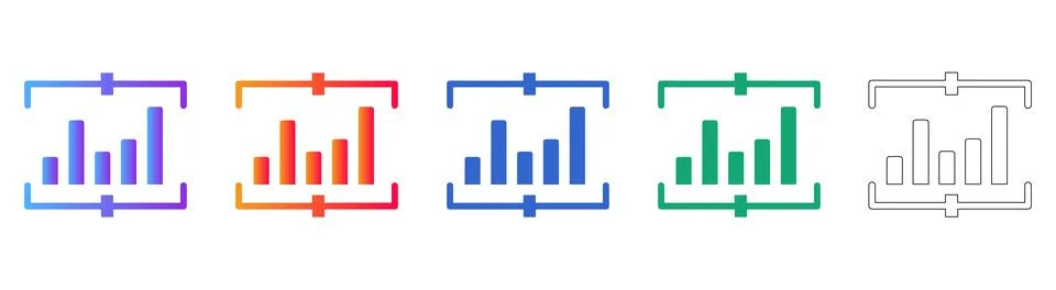 Data Visualization Bar Graph Icon Collection Stock Illustration