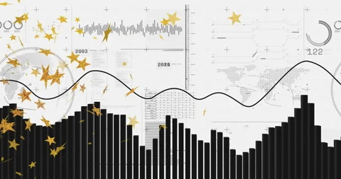 Data visualization being animated in infographic UI, showing black bar chart Stock Footage 309145940