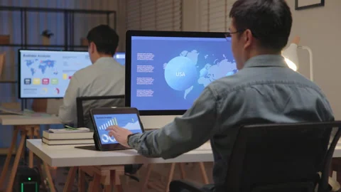 Data visualization for business analytics using AI tech talent tools. Stock Footage 249652896