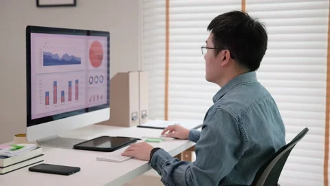Data visualization for business analytics using AI tech talent tools. Stock Footage 249653902