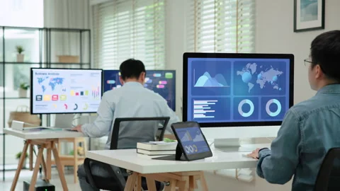 Data visualization for business analytics using AI tech talent tools. Stock Footage 249654549