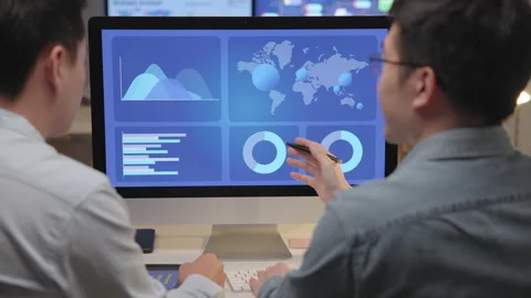 Data visualization for business analytics using AI tech talent tools. Stock Footage 251879589