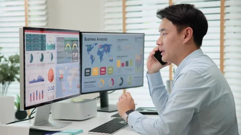 Data visualization for business analytics using AI tech talent tools. Stock Footage 255342463