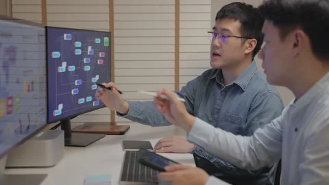 Data visualization for business analytics using AI tech talent tools. Stock Footage 260435137