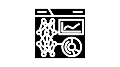 Data visualization chart deep learning glyph icon animation Stock Footage 326732191