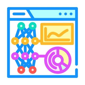 Data visualization chart deep learning color icon vector illustration Illustrazione stock