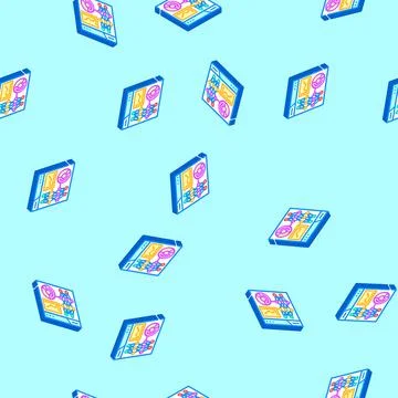 Data visualization chart deep learning isometric icon seamless pattern Stock Illustration