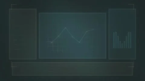 Data visualization with charts and graphs on a dark Stock Footage 339296485