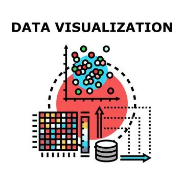Data visualization concept graphing analyzing information Stock Illustration